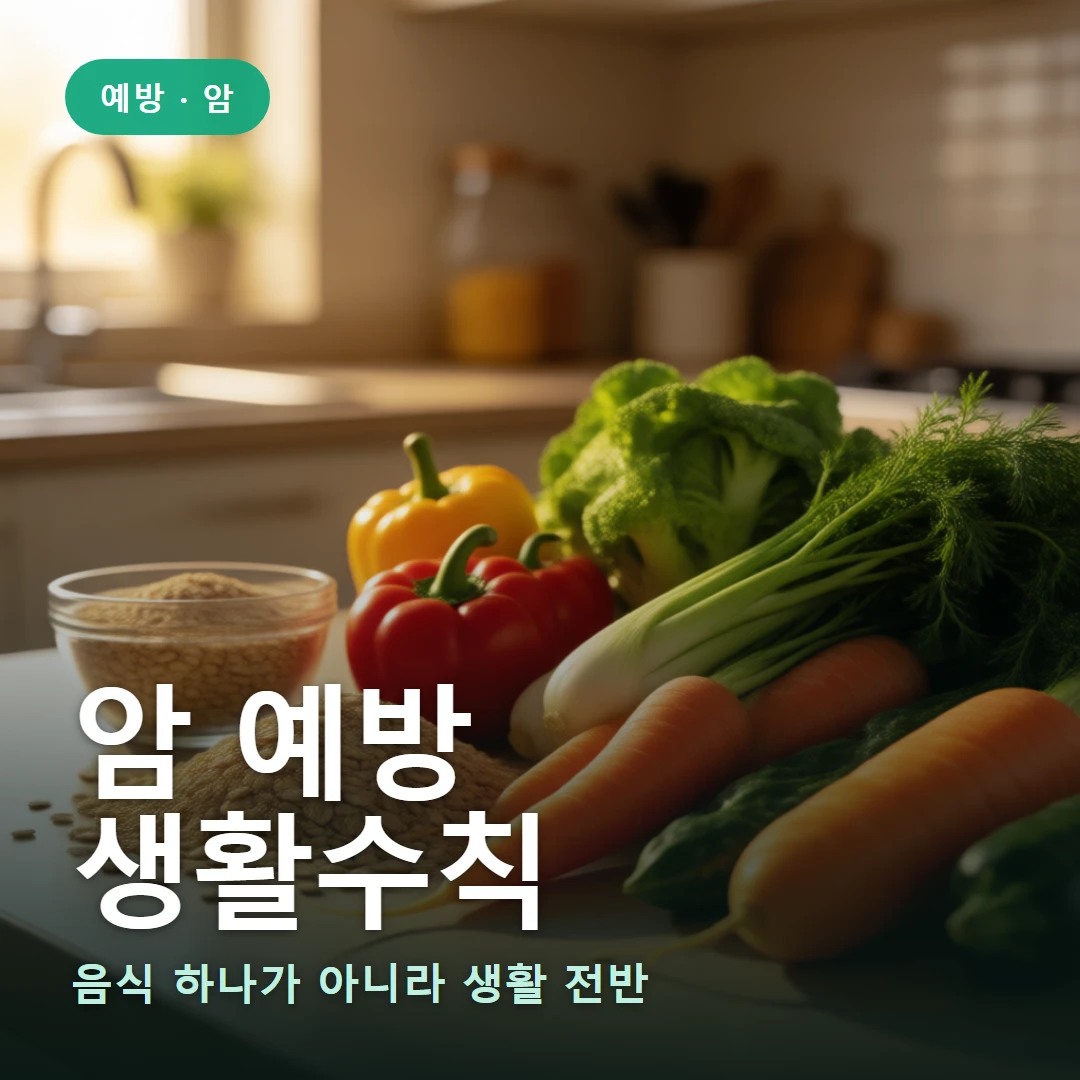 암 예방 생활수칙 요약 표지 — 음식 하나가 아니라 생활 전반