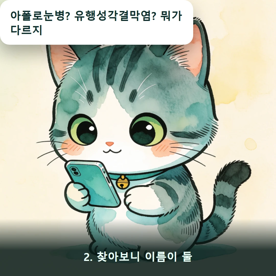 웹툰 2컷 — 2. 찾아보니 이름이 둘 (아폴로눈병? 유행성각결막염? 뭐가 다르지)