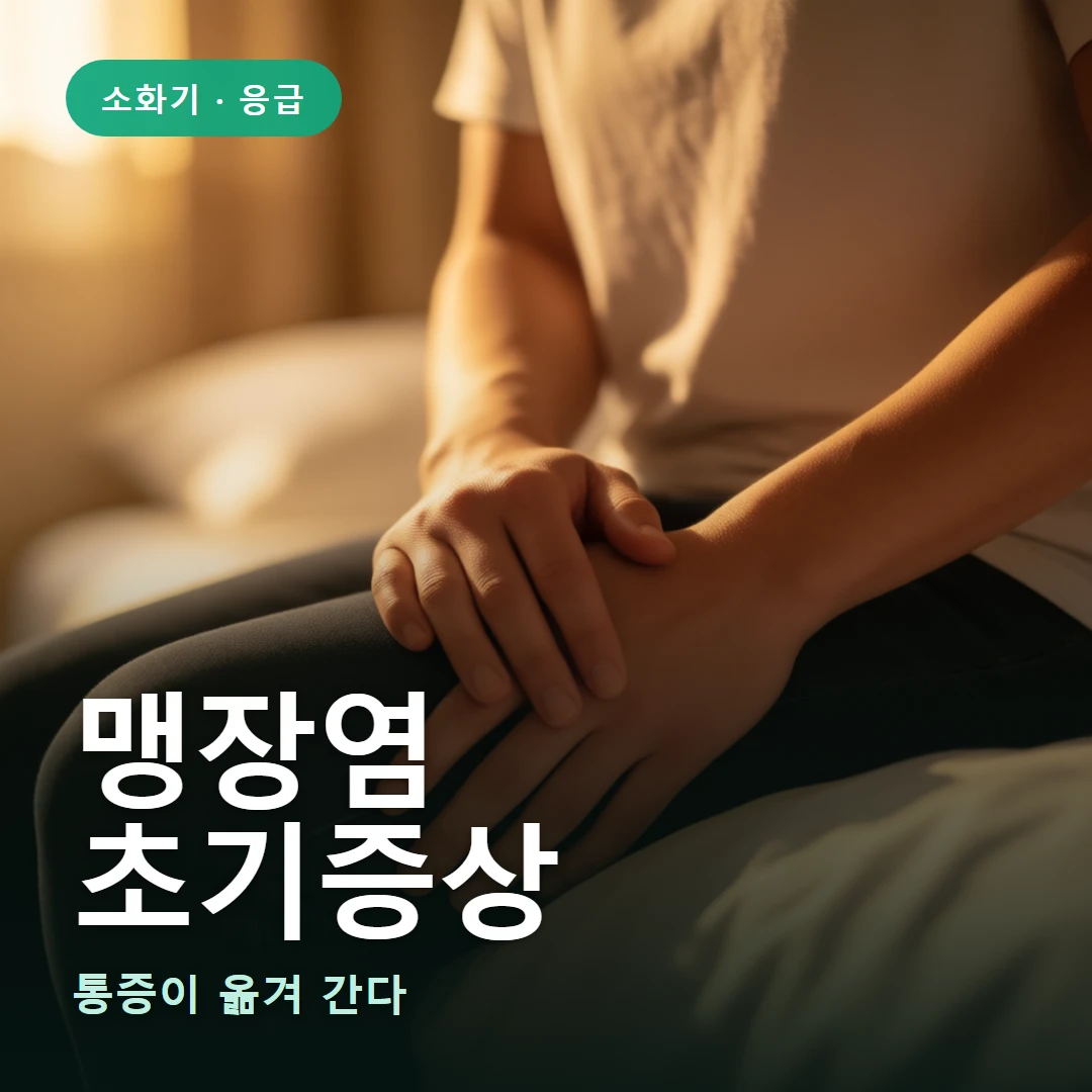 맹장염 초기증상 요약 표지 — 통증이 옮겨 간다