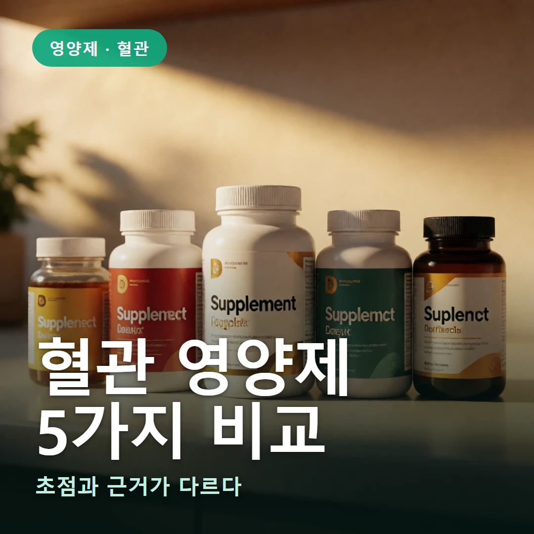 혈관 영양제 비교 요약 표지 — 초점과 근거가 다르다
