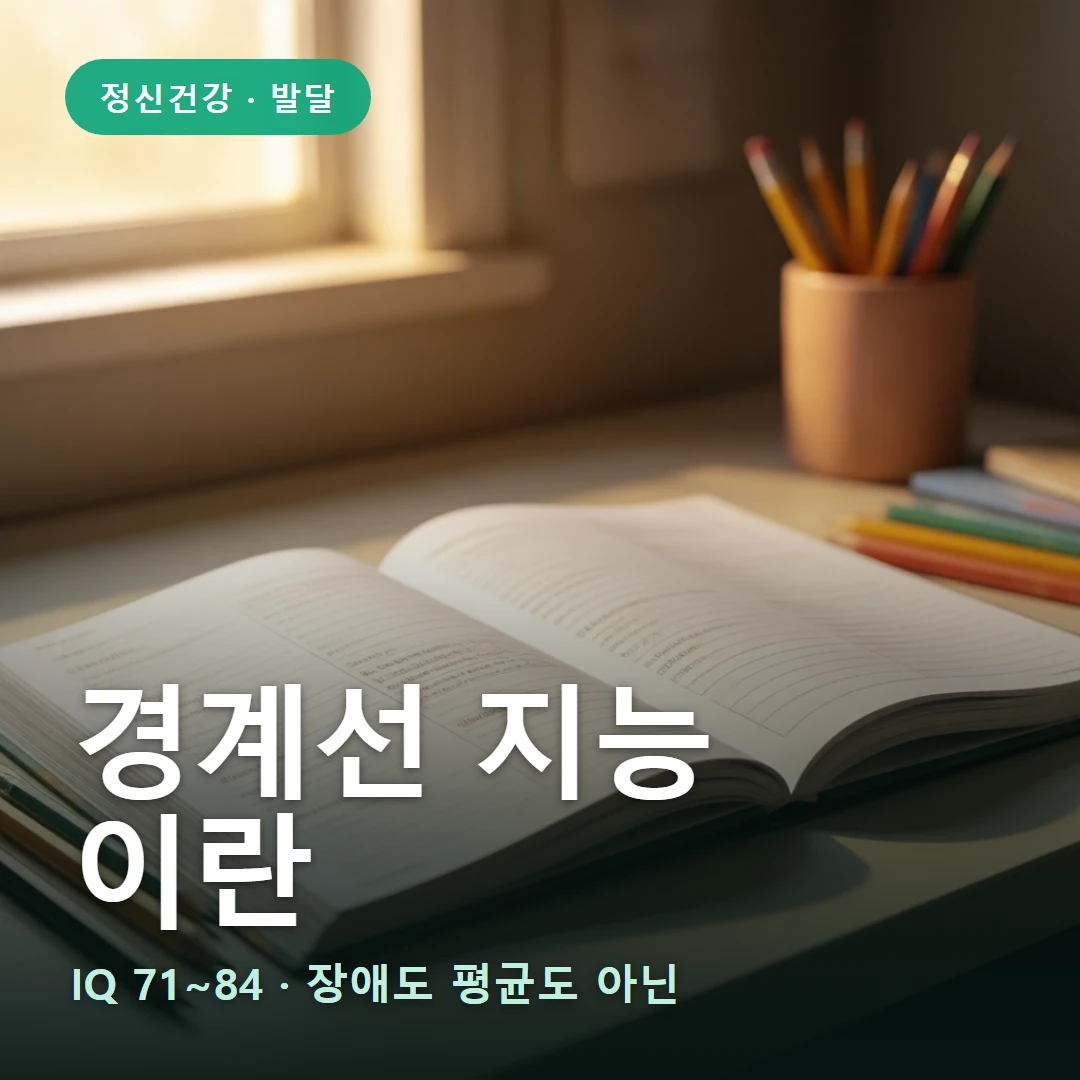 경계선 지능 요약 표지 — IQ 71~84 · 장애도 평균도 아닌