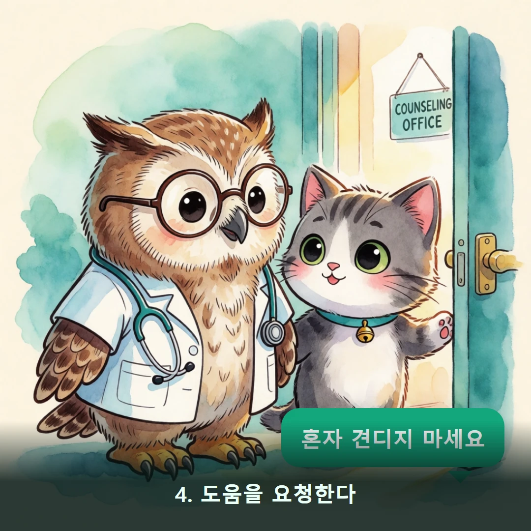 웹툰 4컷 — 4. 도움을 요청한다 (혼자 견디지 마세요)