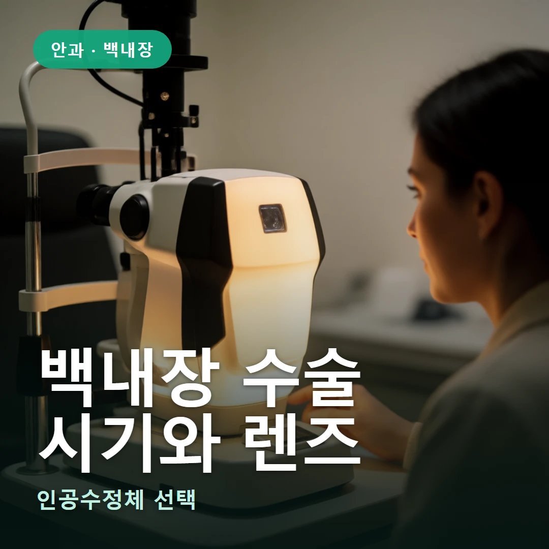 백내장 수술 요약 표지 — 인공수정체 선택