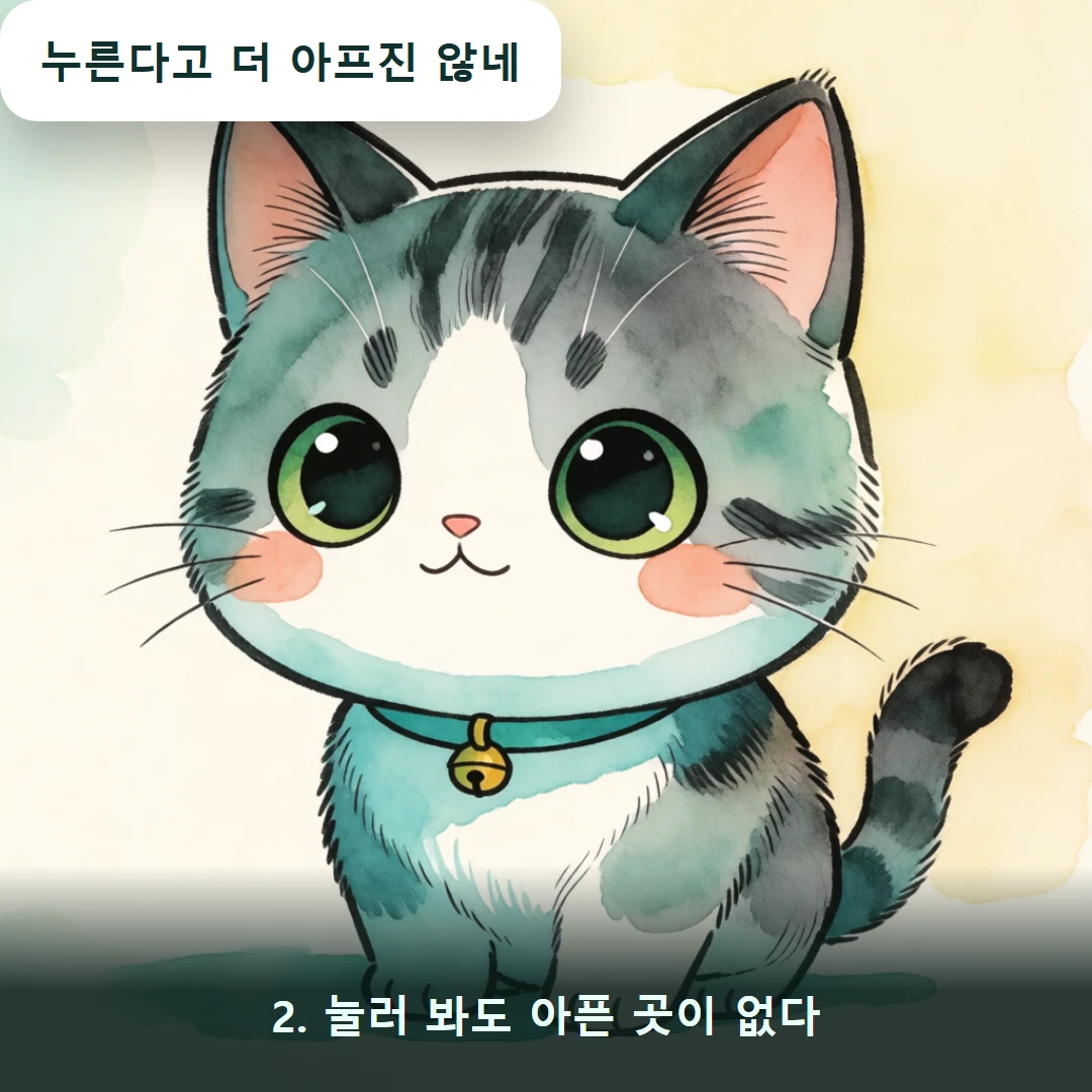 웹툰 2컷 — 2. 눌러 봐도 아픈 곳이 없다 (누른다고 더 아프진 않네)