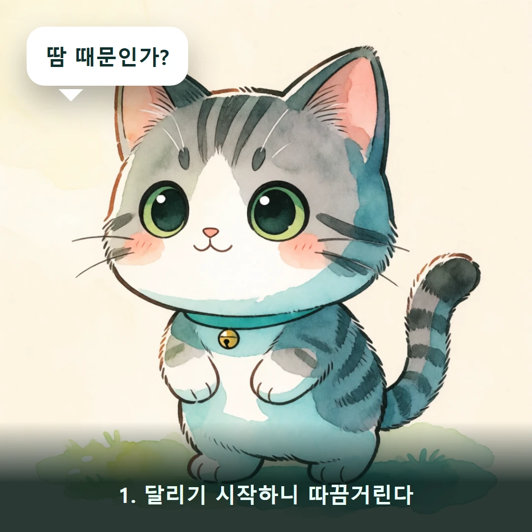 웹툰 1컷 — 1. 달리기 시작하니 따끔거린다 (땀 때문인가?)