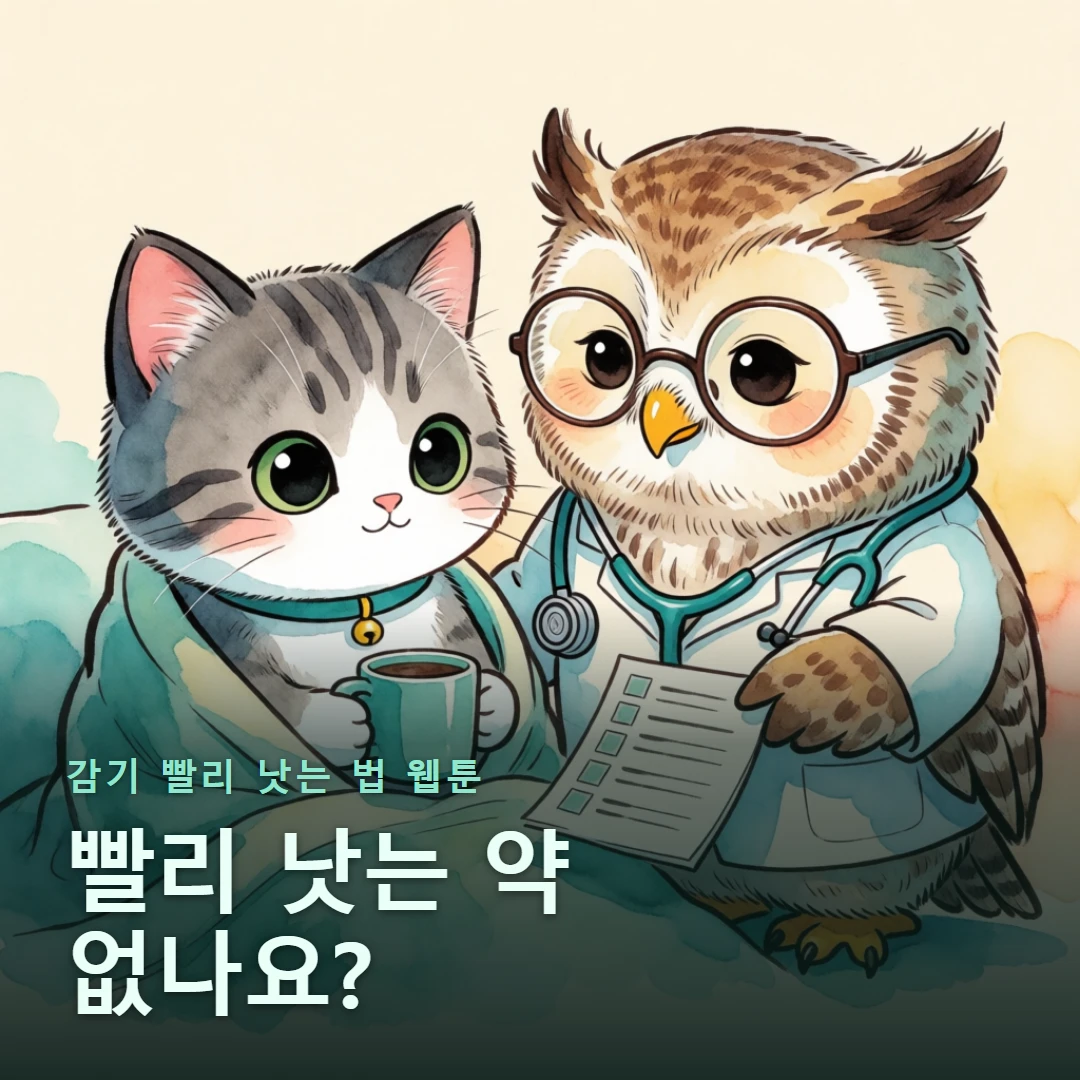 감기 빨리 낫는 법 웹툰 표지 — 빨리 낫는 약 없나요?