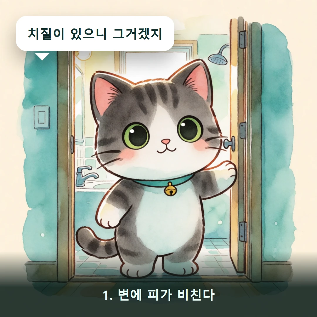 웹툰 1컷 — 1. 변에 피가 비친다 (치질이 있으니 그거겠지)