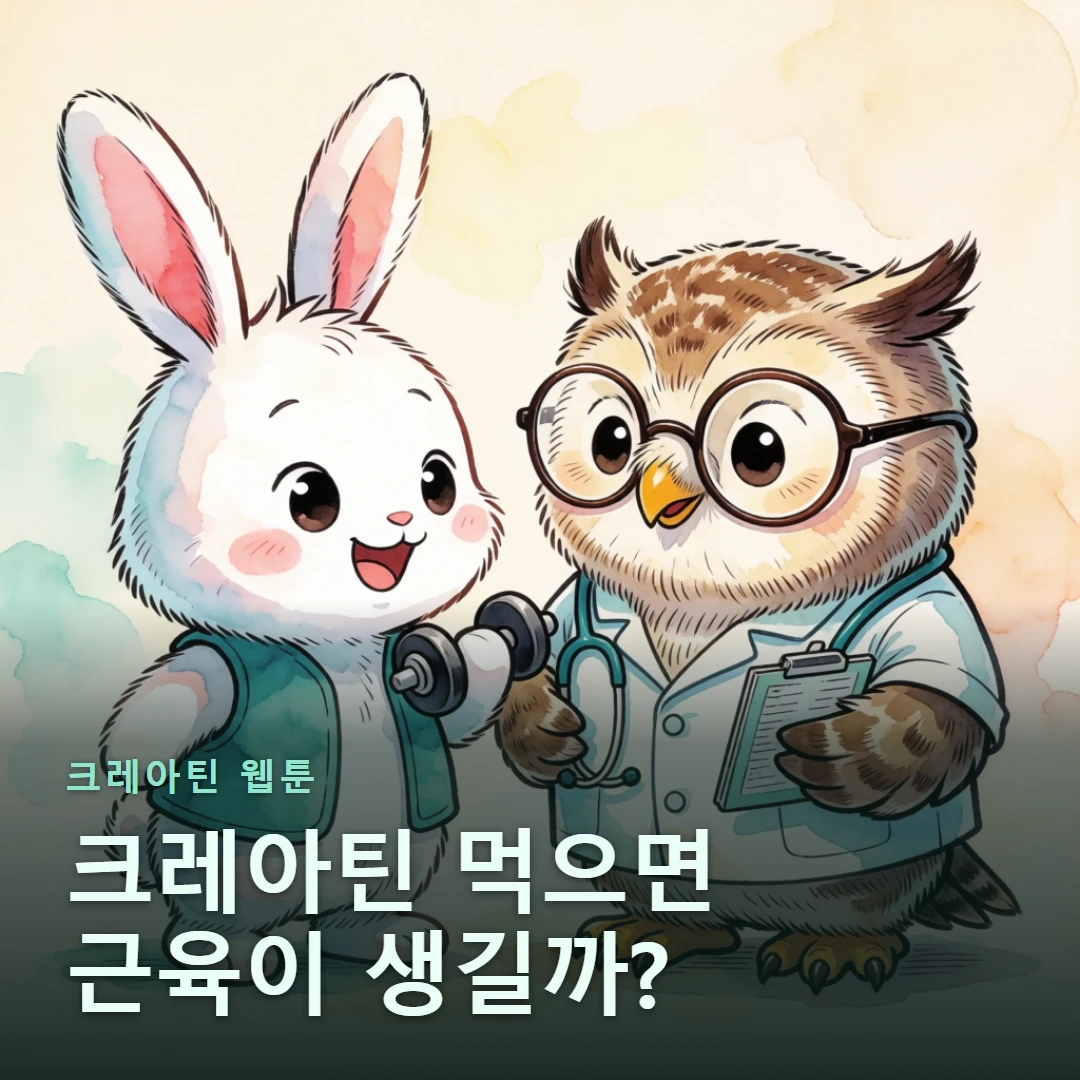 크레아틴 웹툰 표지 — 크레아틴 먹으면 근육이 생길까?