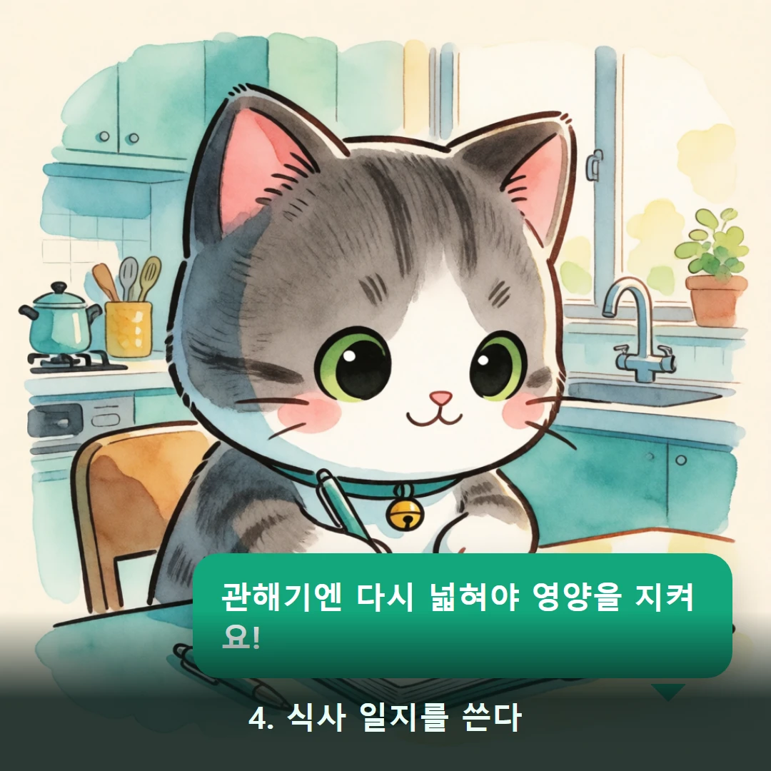 웹툰 4컷 — 4. 식사 일지를 쓴다 (관해기엔 다시 넓혀야 영양을 지켜요!)
