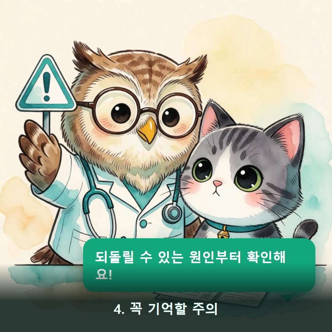 웹툰 4컷 — 4. 꼭 기억할 주의 (되돌릴 수 있는 원인부터 확인해요!)