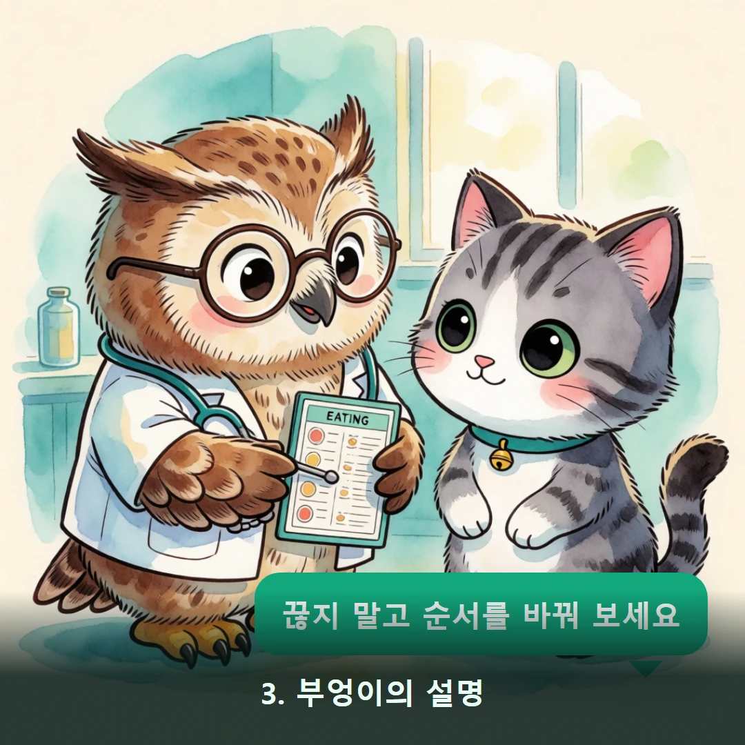 웹툰 3컷 — 3. 부엉이의 설명 (끊지 말고 순서를 바꿔 보세요)