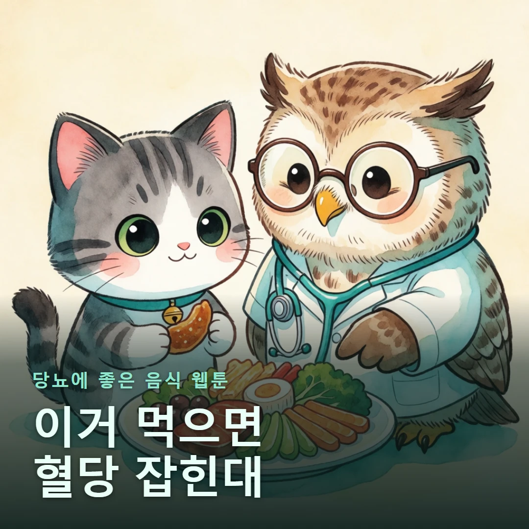 당뇨에 좋은 음식 웹툰 표지 — 이거 먹으면 혈당 잡힌대
