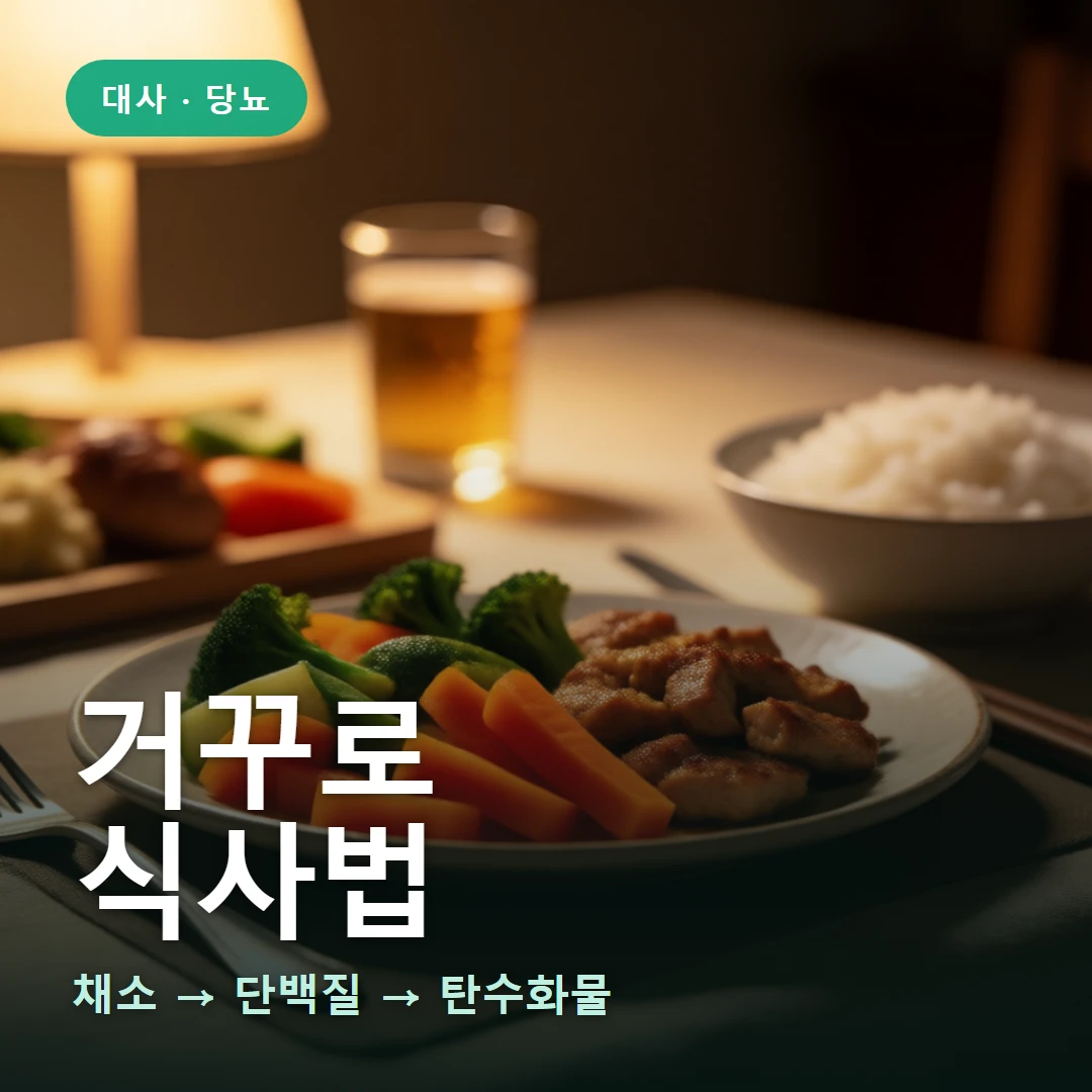 거꾸로 식사법 요약 표지 — 채소 → 단백질 → 탄수화물