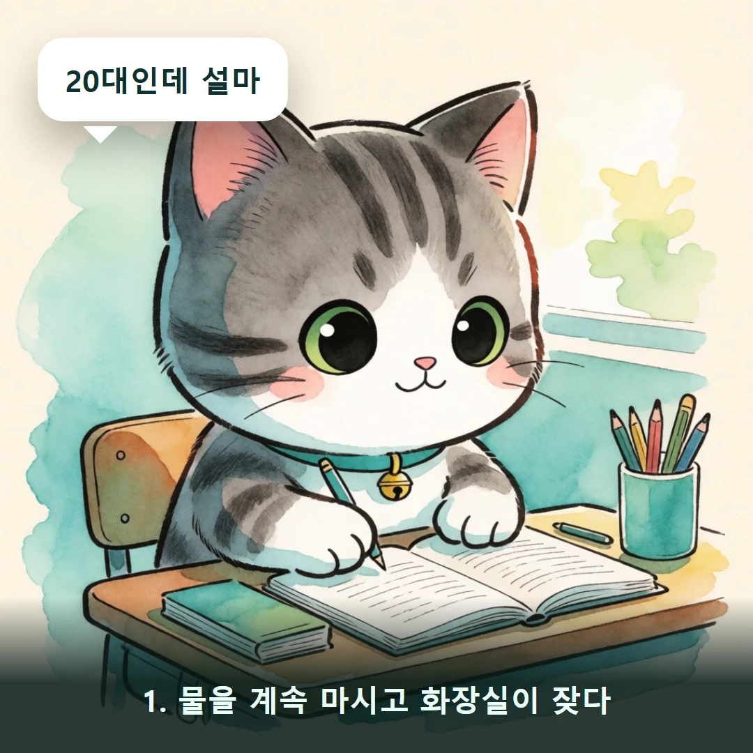 웹툰 1컷 — 1. 물을 계속 마시고 화장실이 잦다 (20대인데 설마)