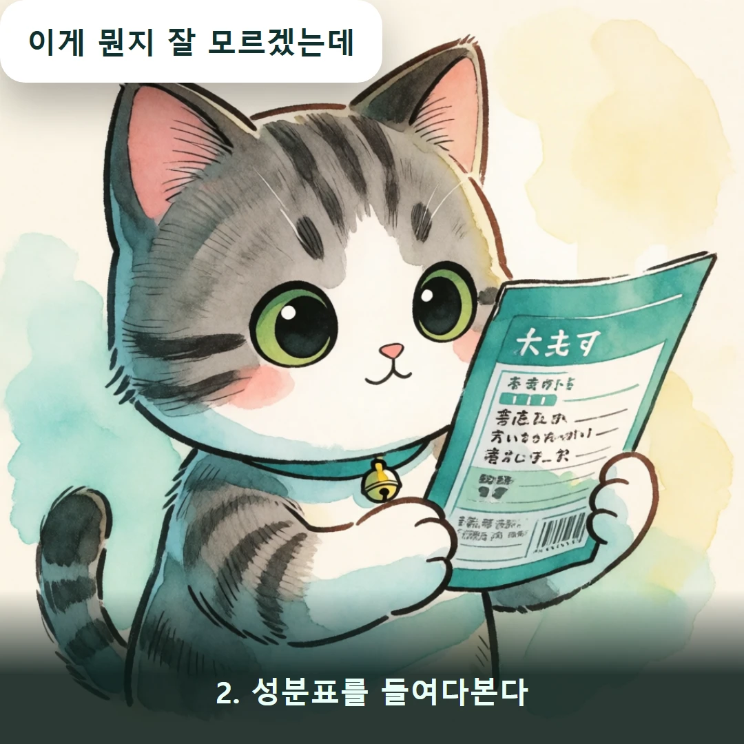 웹툰 2컷 — 2. 성분표를 들여다본다 (이게 뭔지 잘 모르겠는데)