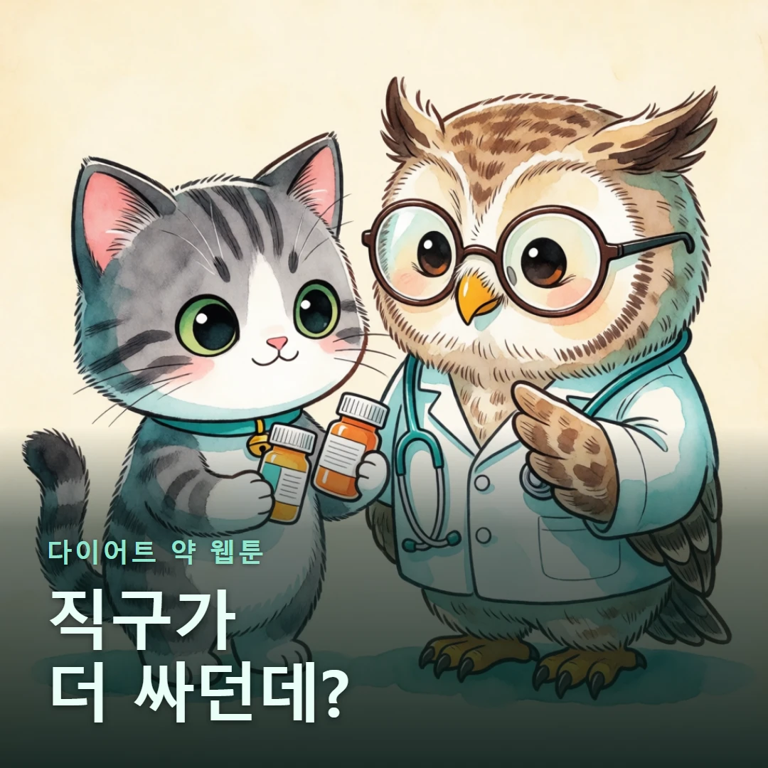 다이어트 약 웹툰 표지 — 직구가 더 싸던데?