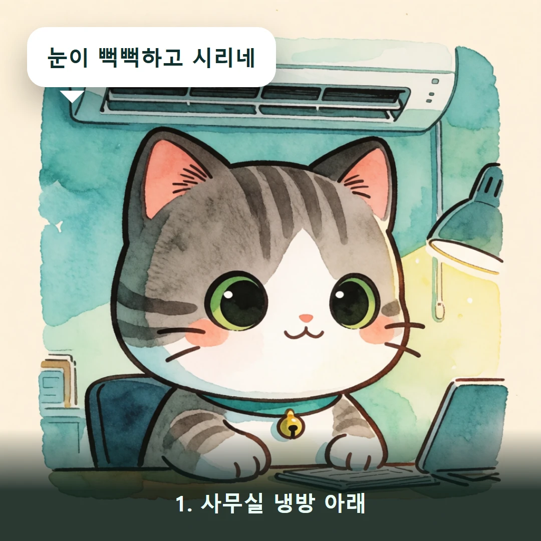 웹툰 1컷 — 1. 사무실 냉방 아래 (눈이 뻑뻑하고 시리네)