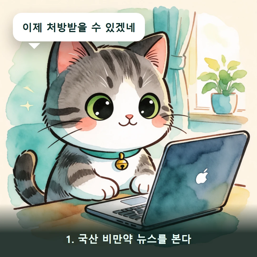 웹툰 1컷 — 1. 국산 비만약 뉴스를 본다 (이제 처방받을 수 있겠네)