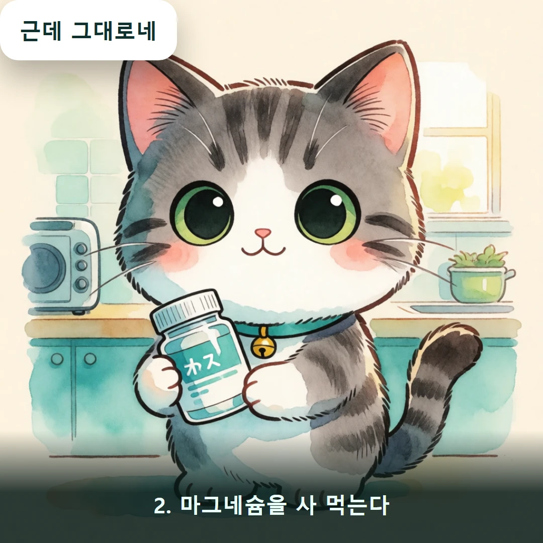 웹툰 2컷 — 2. 마그네슘을 사 먹는다 (근데 그대로네)