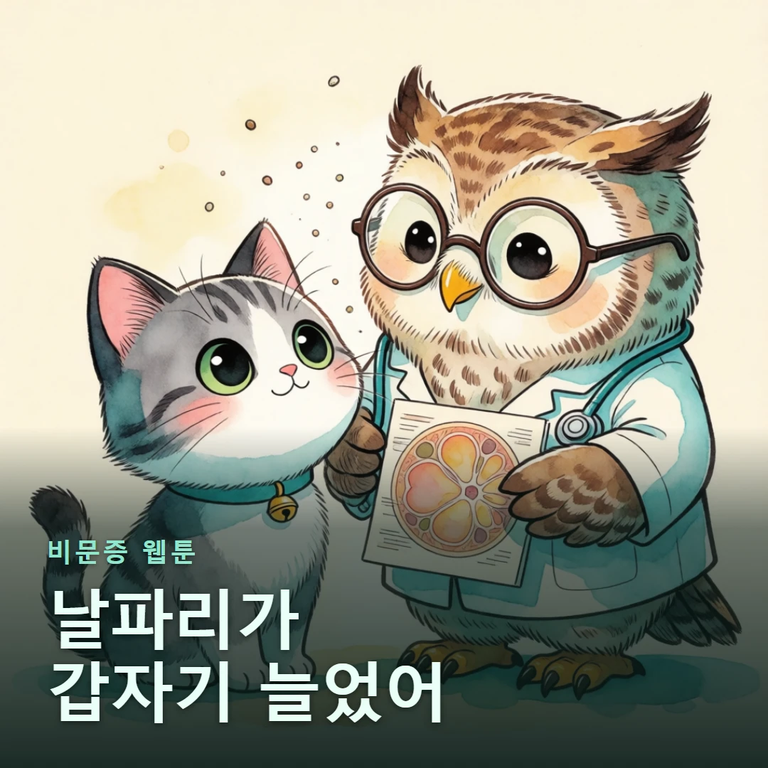 비문증 웹툰 표지 — 날파리가 갑자기 늘었어