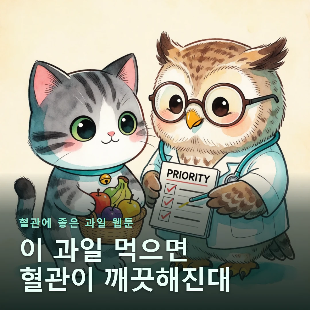 혈관에 좋은 과일 웹툰 표지 — 이 과일 먹으면 혈관이 깨끗해진대