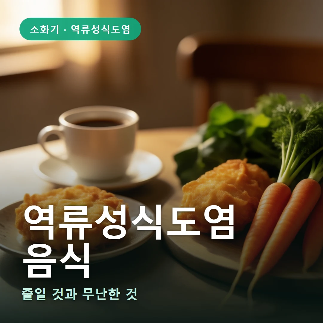 역류성식도염 음식 요약 표지 — 줄일 것과 무난한 것