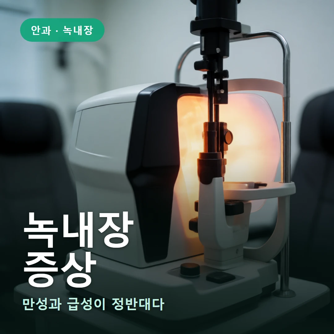 녹내장 증상 요약 표지 — 만성과 급성이 정반대다