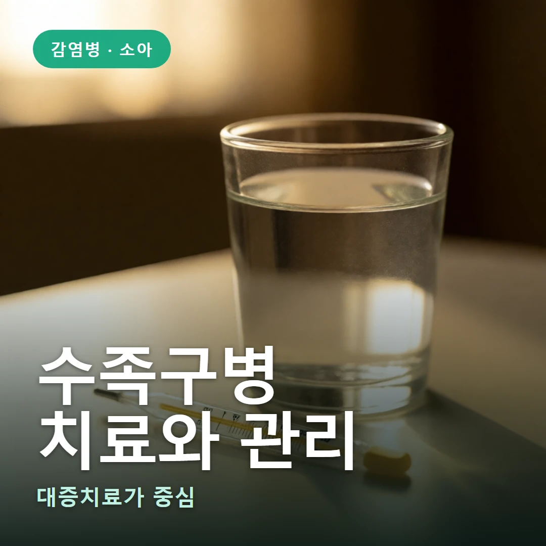 수족구병 치료 요약 표지 — 대증치료가 중심