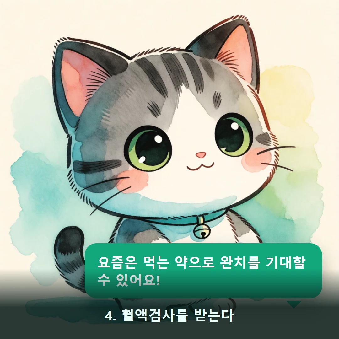 웹툰 4컷 — 4. 혈액검사를 받는다 (요즘은 먹는 약으로 완치를 기대할 수 있어요!)
