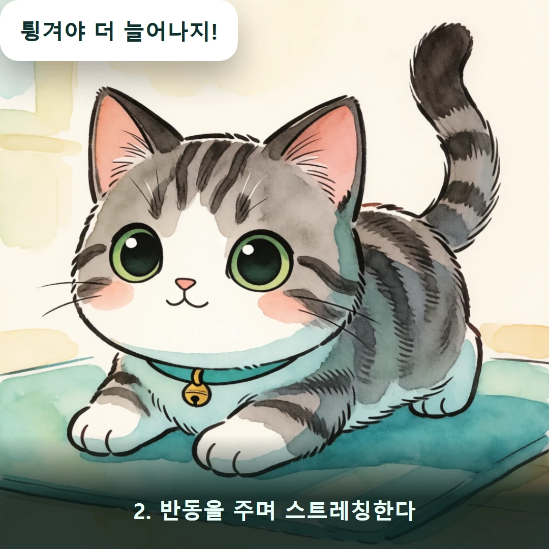 웹툰 2컷 — 2. 반동을 주며 스트레칭한다 (튕겨야 더 늘어나지!)