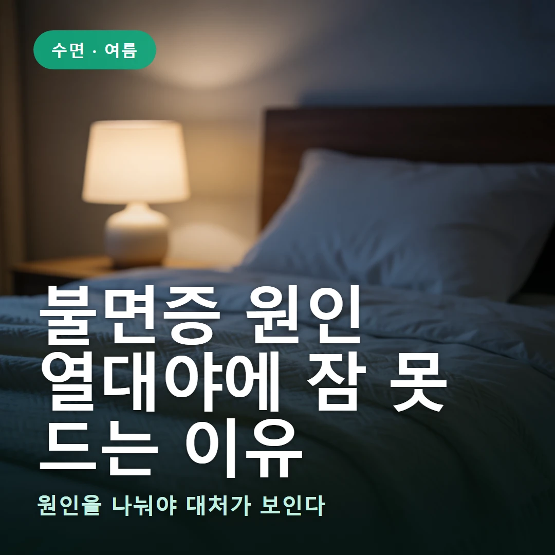 불면증 원인 요약 표지 — 원인을 나눠야 대처가 보인다