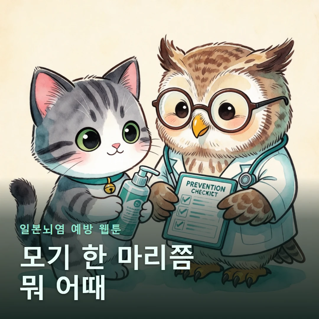 일본뇌염 예방 웹툰 표지 — 모기 한 마리쯤 뭐 어때