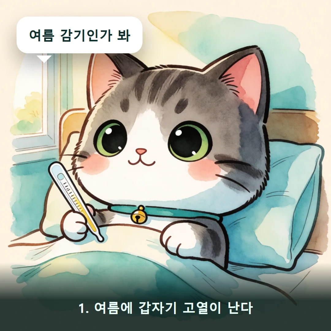 웹툰 1컷 — 1. 여름에 갑자기 고열이 난다 (여름 감기인가 봐)