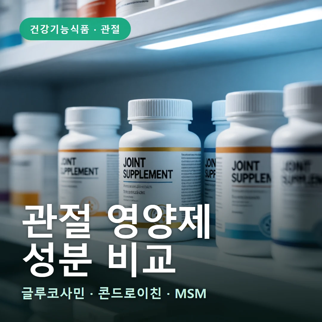 관절 영양제 요약 표지 — 글루코사민 · 콘드로이친 · MSM