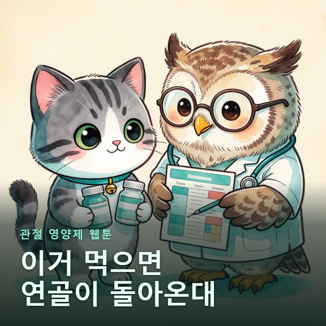 관절 영양제 웹툰 표지 — 이거 먹으면 연골이 돌아온대