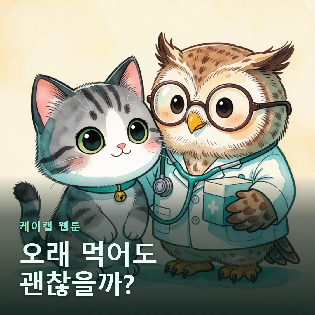 케이캡 웹툰 표지 — 오래 먹어도 괜찮을까?