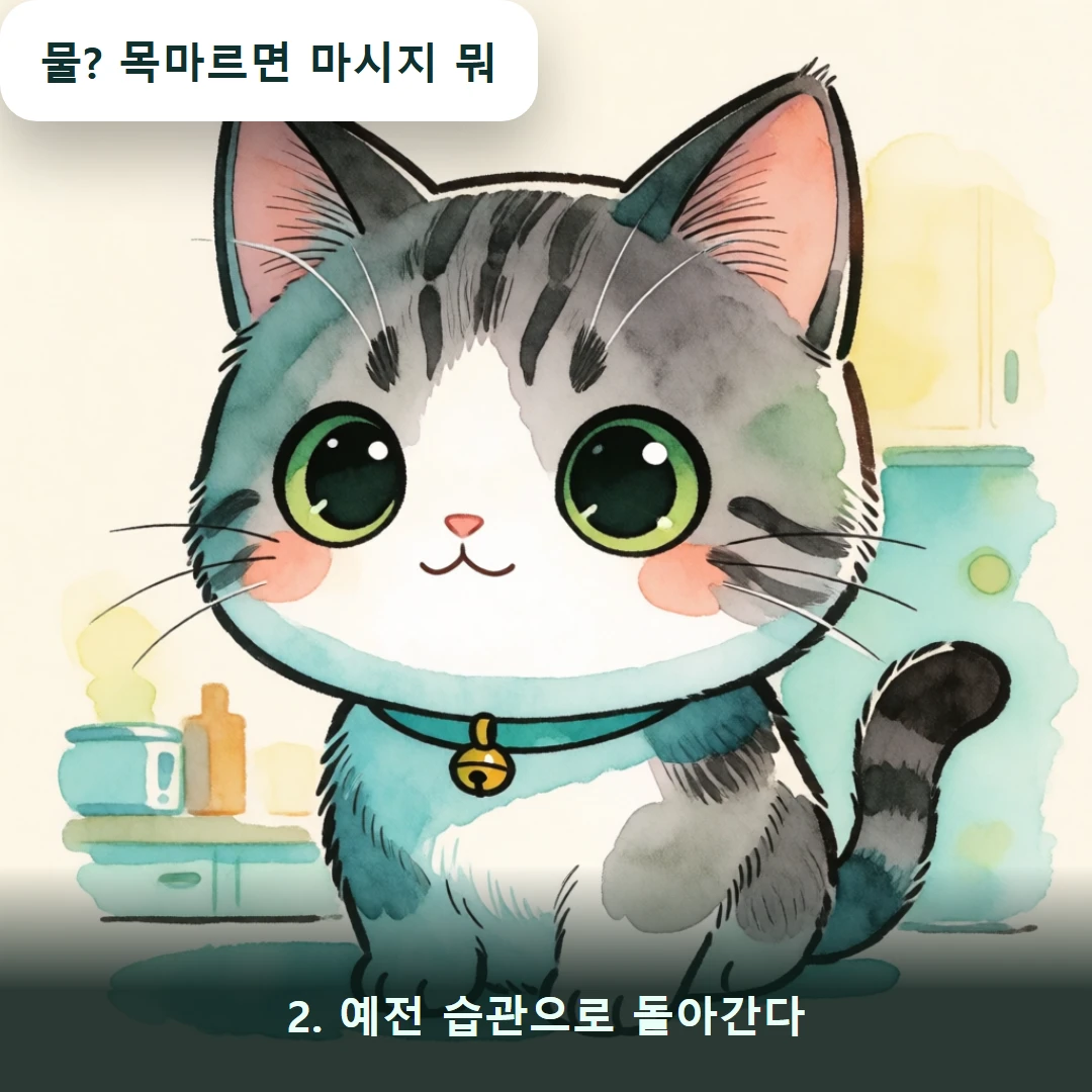웹툰 2컷 — 2. 예전 습관으로 돌아간다 (물? 목마르면 마시지 뭐)