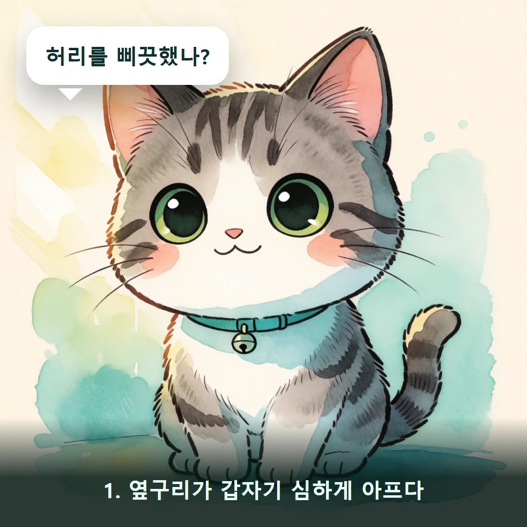 웹툰 1컷 — 1. 옆구리가 갑자기 심하게 아프다 (허리를 삐끗했나?)