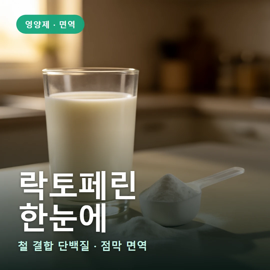 락토페린 요약 표지 — 철 결합 단백질 · 점막 면역