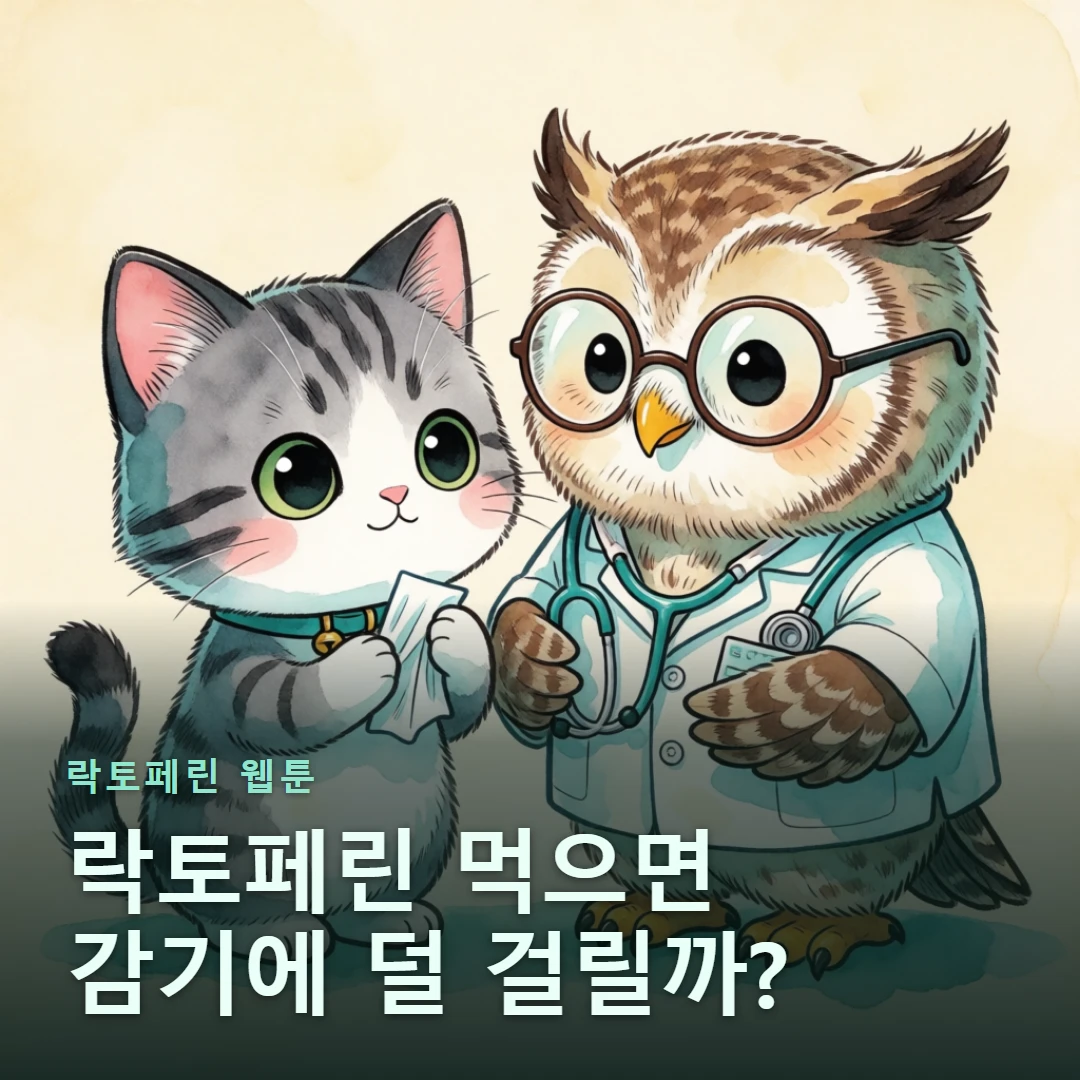 락토페린 웹툰 표지 — 락토페린 먹으면 감기에 덜 걸릴까?