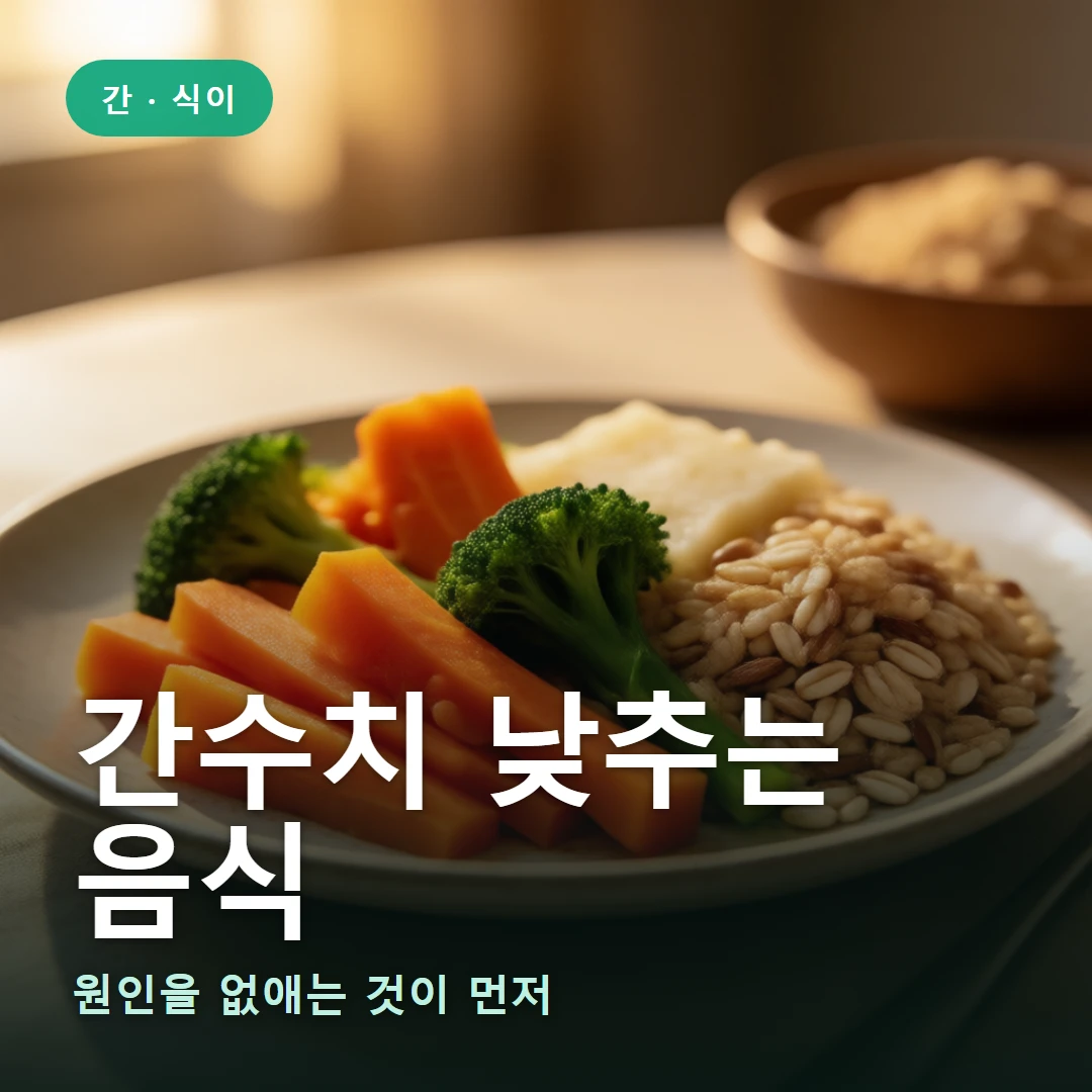 간수치와 음식 요약 표지 — 원인을 없애는 것이 먼저
