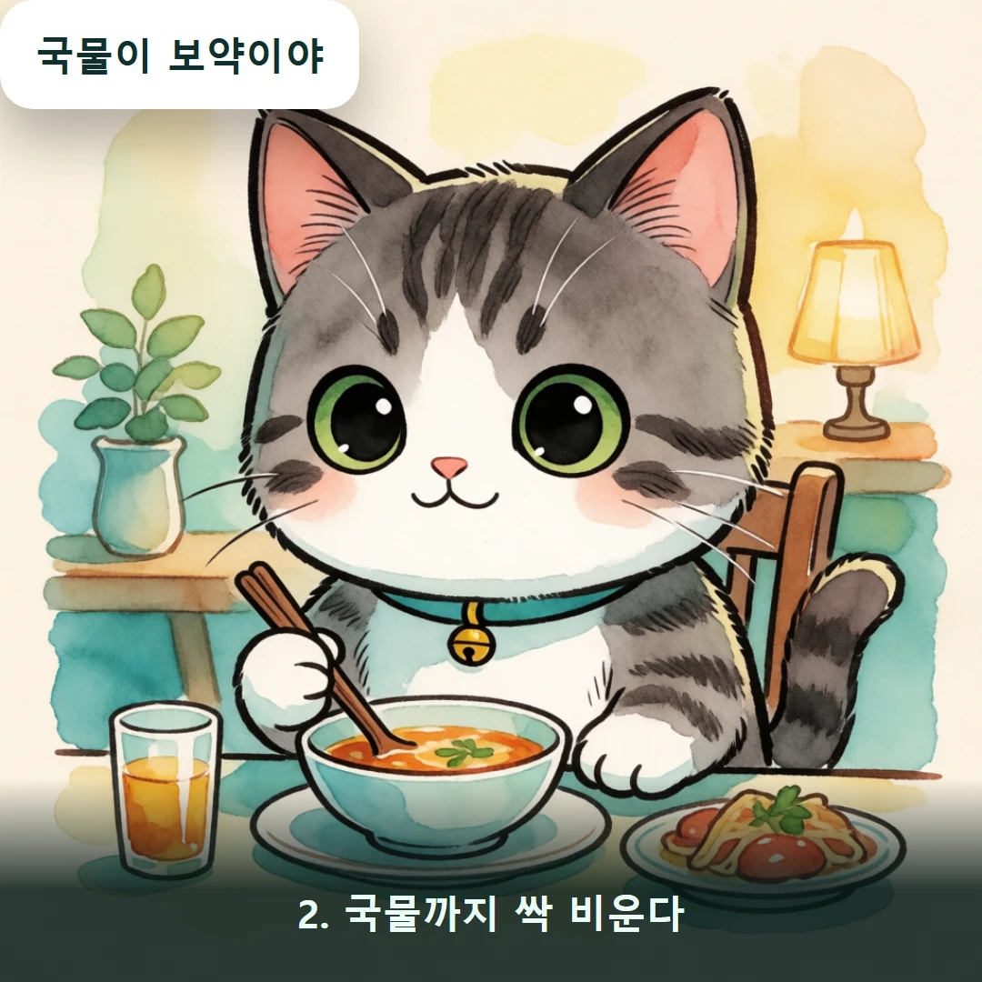 웹툰 2컷 — 2. 국물까지 싹 비운다 (국물이 보약이야)
