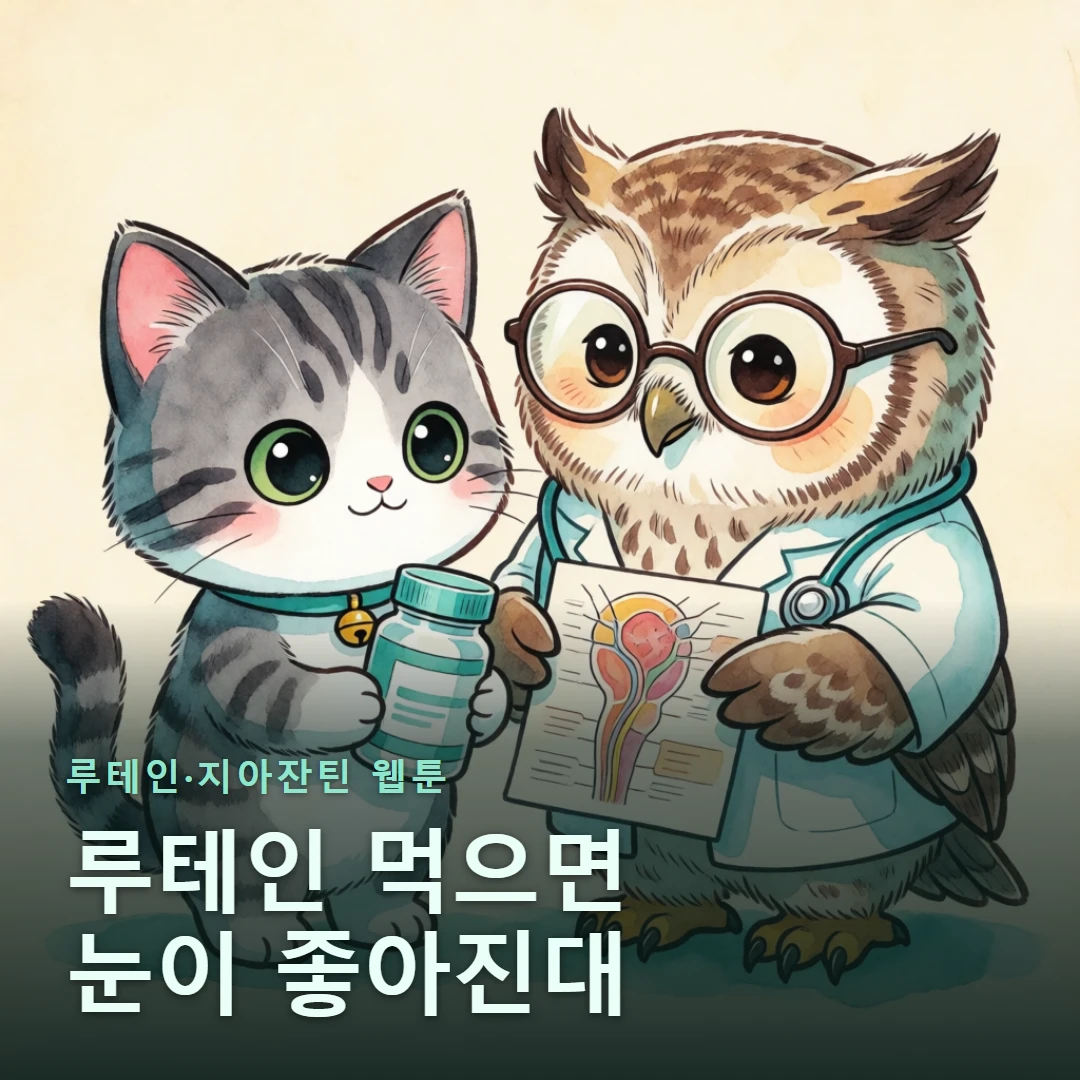 루테인·지아잔틴 웹툰 표지 — 루테인 먹으면 눈이 좋아진대