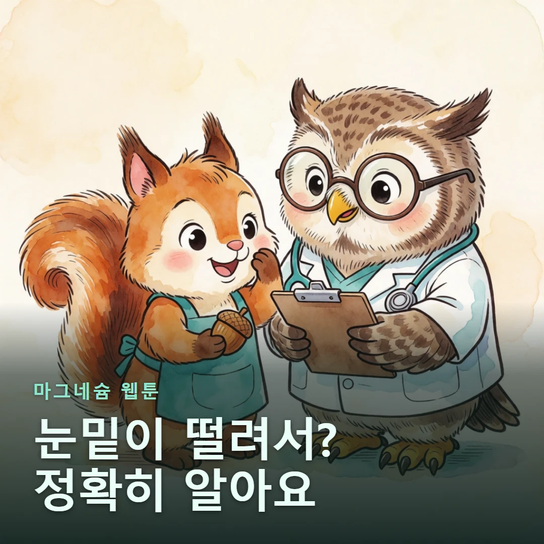 마그네슘 웹툰 표지 — 눈밑이 떨려서? 정확히 알아요
