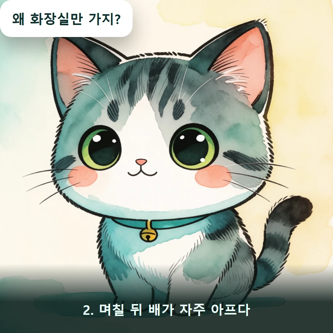 웹툰 2컷 — 2. 며칠 뒤 배가 자주 아프다 (왜 화장실만 가지?)