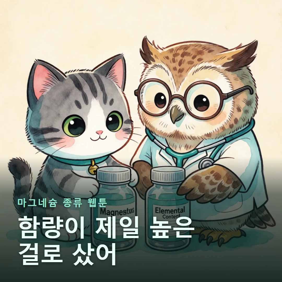 마그네슘 종류 웹툰 표지 — 함량이 제일 높은 걸로 샀어