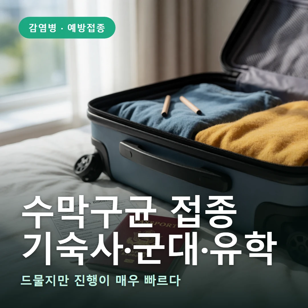 수막구균 예방접종 요약 표지 — 드물지만 진행이 매우 빠르다