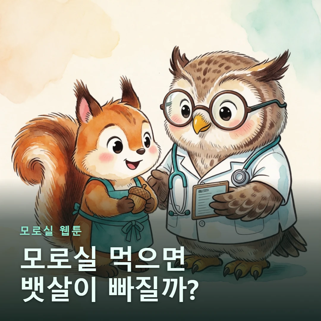 모로실 웹툰 표지 — 모로실 먹으면 뱃살이 빠질까?