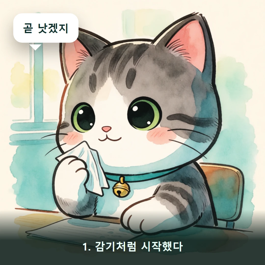 웹툰 1컷 — 1. 감기처럼 시작했다 (곧 낫겠지)