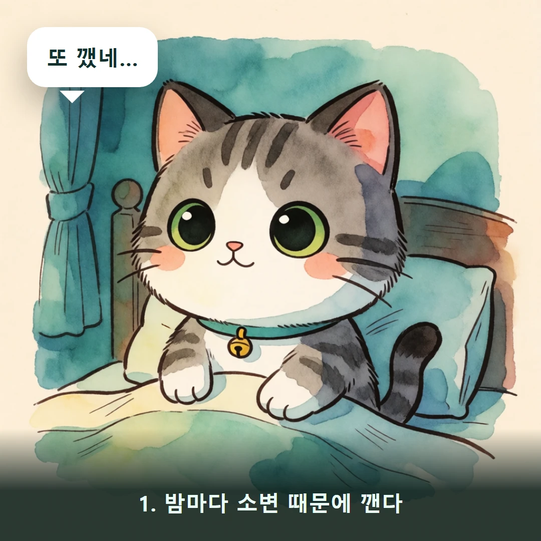 웹툰 1컷 — 1. 밤마다 소변 때문에 깬다 (또 깼네…)